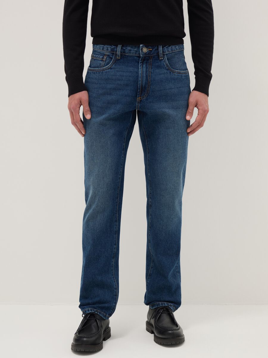 Blue Pure Cotton Regular Fit Jeans_1