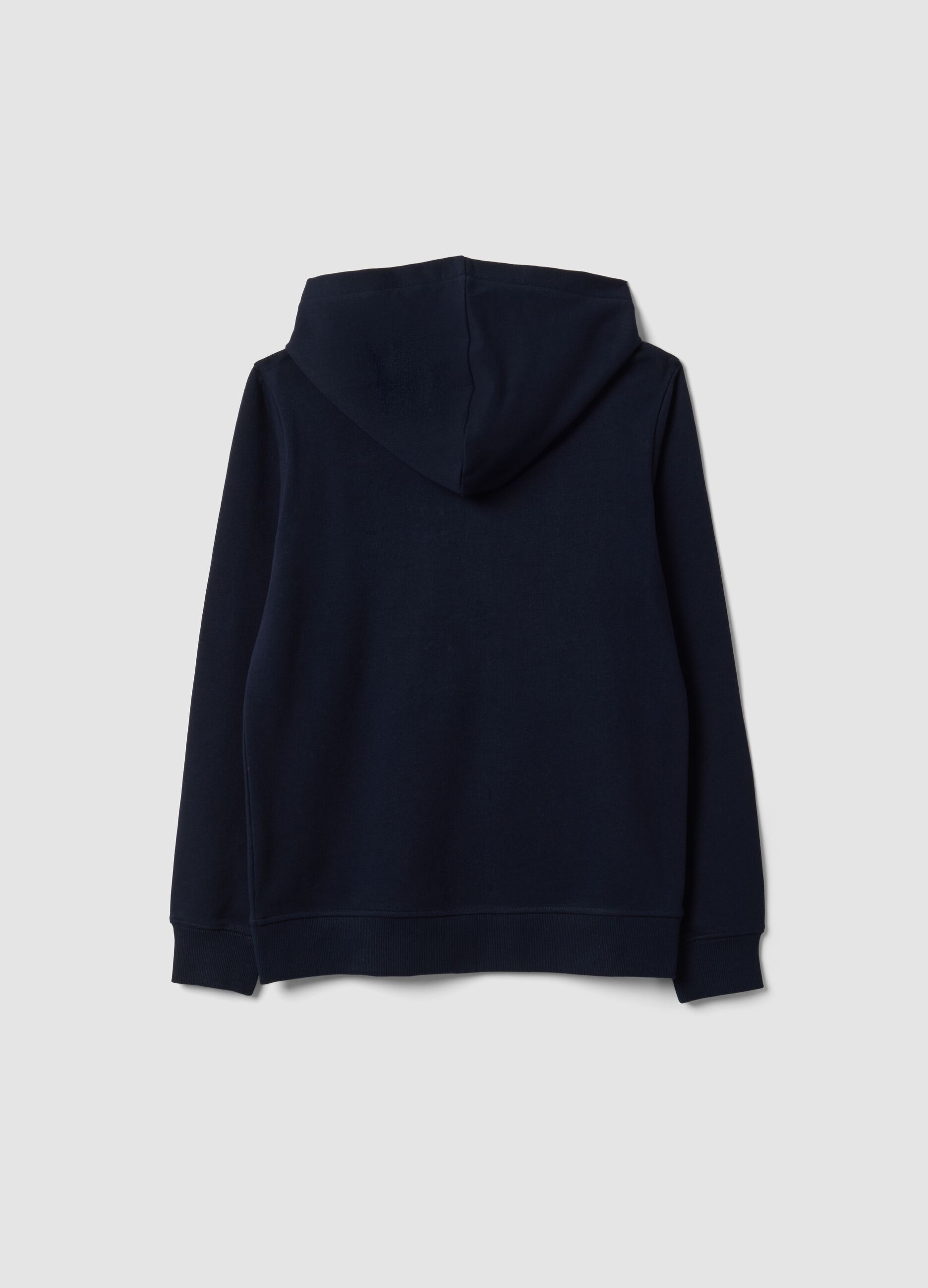 Sweatshirt azul com capuz em algod&atilde;o org&acirc;nico puro, corte regular para rapaz