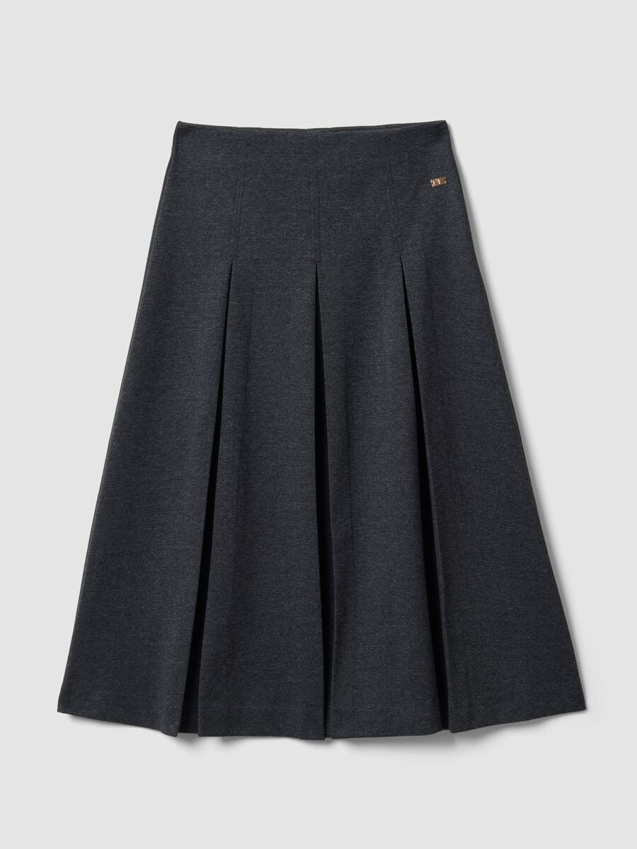 Long grey stretch-viscose skirt, regular fit_4