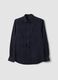 Ocean blue pure cotton ribbed shirt, regular fit_0