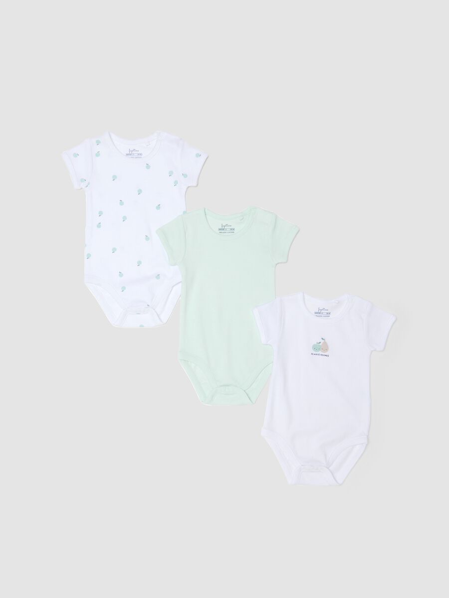 Baby multicolour pure cotton bodysuit tripack with fruit_0