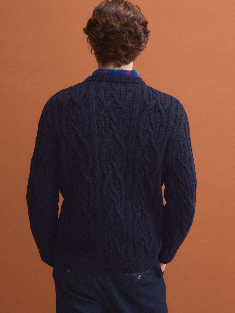 Blue jacquard wool-blend jumper, regular fit_2