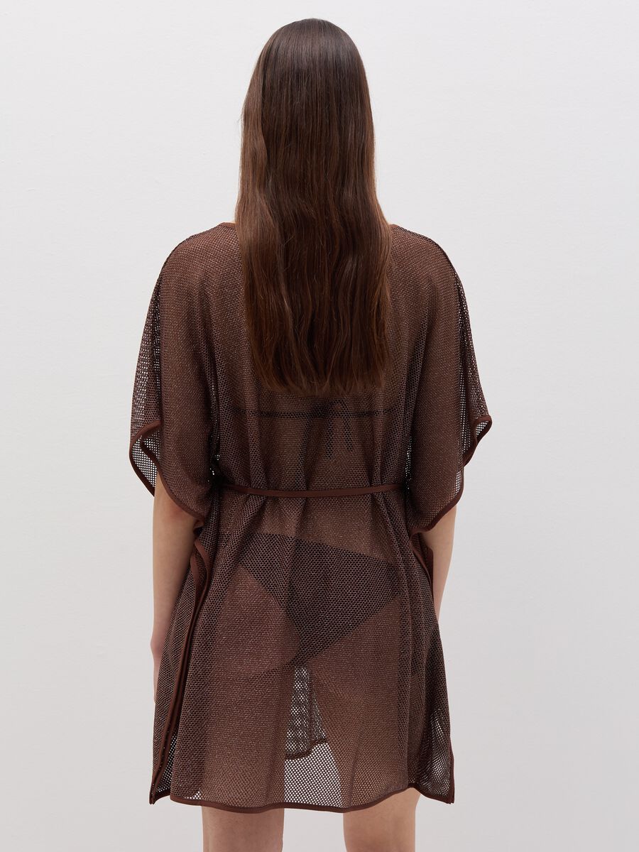 Beach cover-up poncho in lurex mesh_1