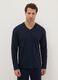 Blue long sleeve pyjamas with V-neck made of pure cotton, regular fit_1