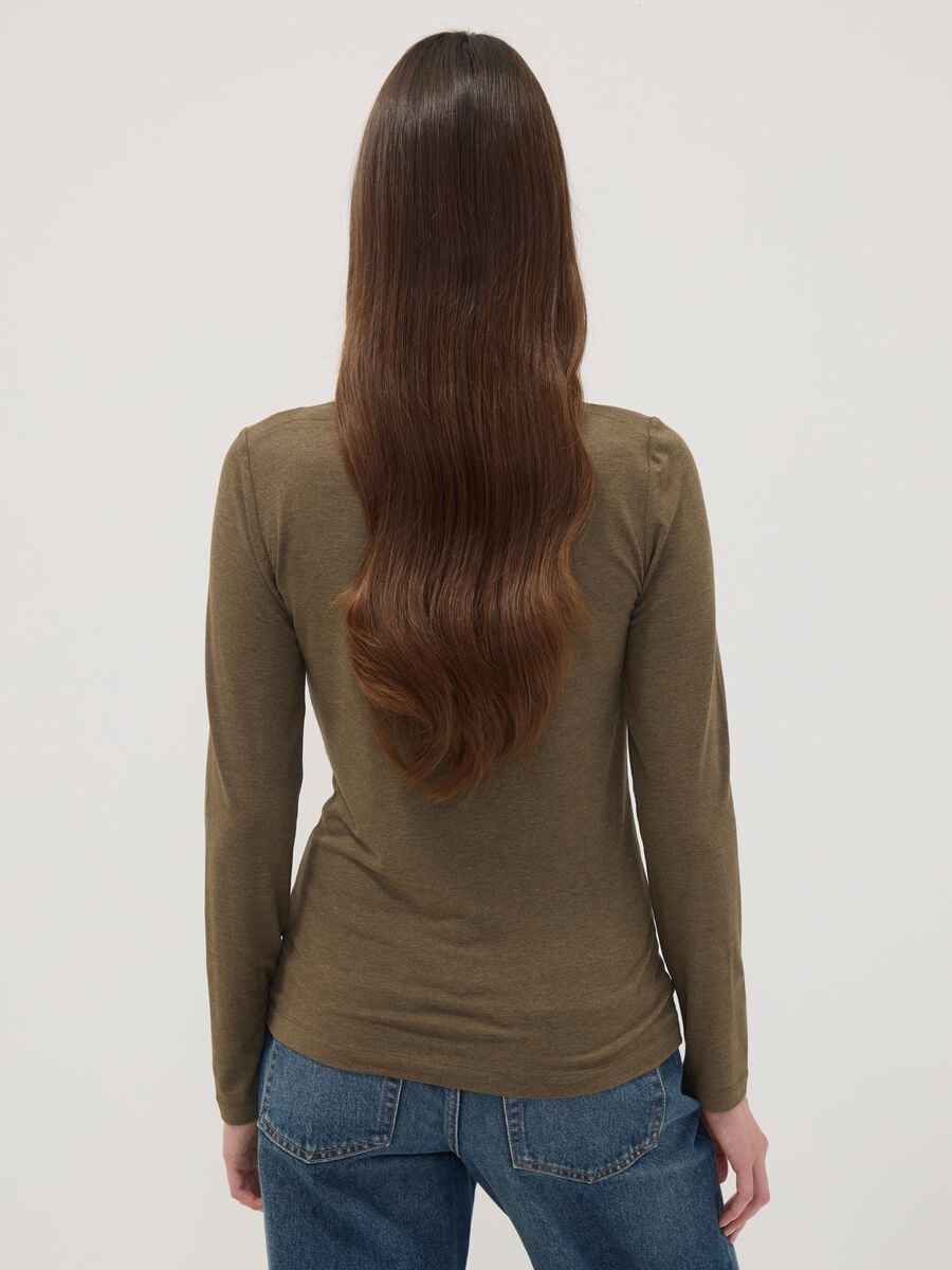 Green stretch viscose long-sleeve T-shirt_3