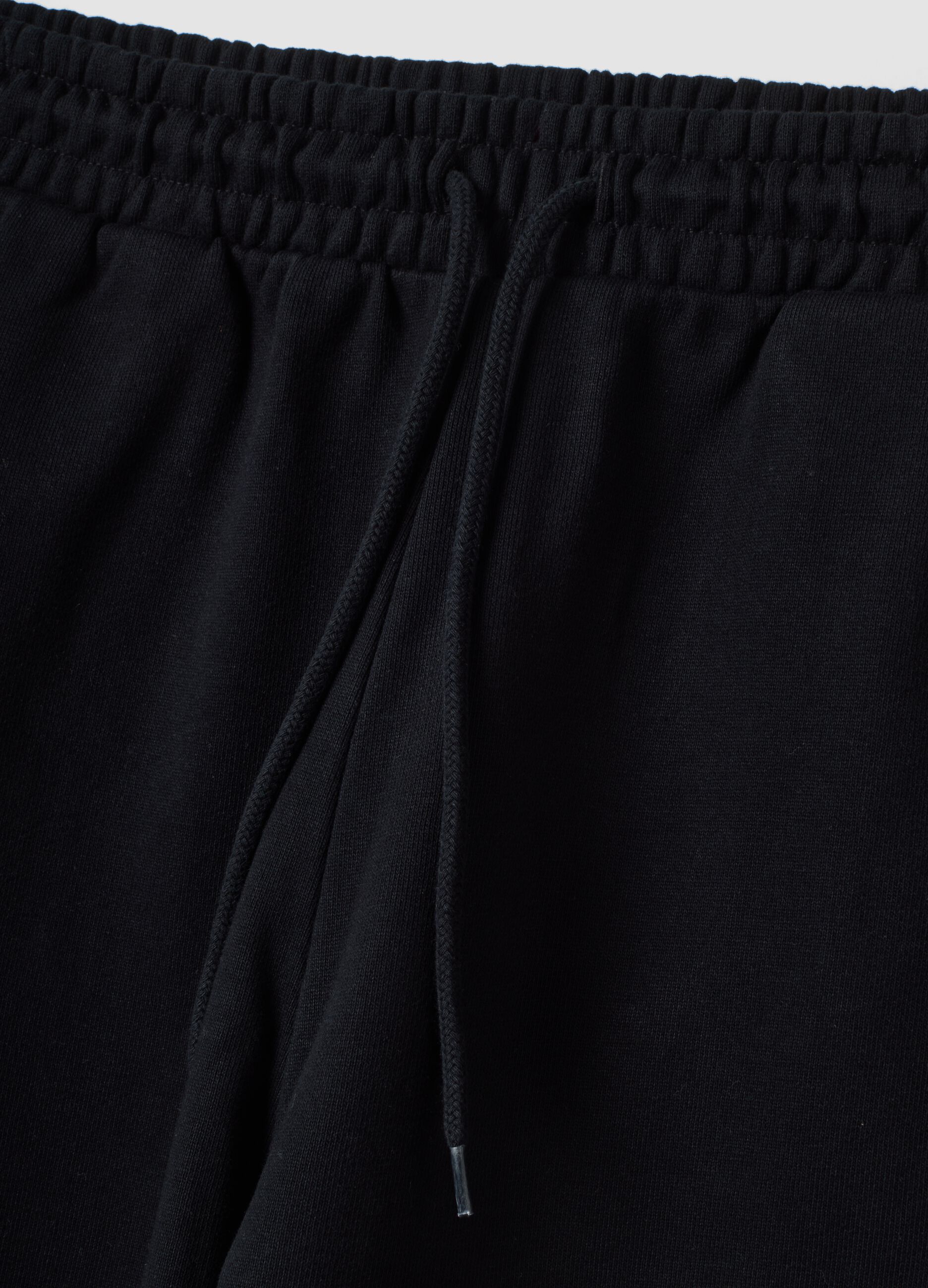 Schwarze Jogger aus reiner Baumwolle mit elastischem Bund, Oversize-Fit