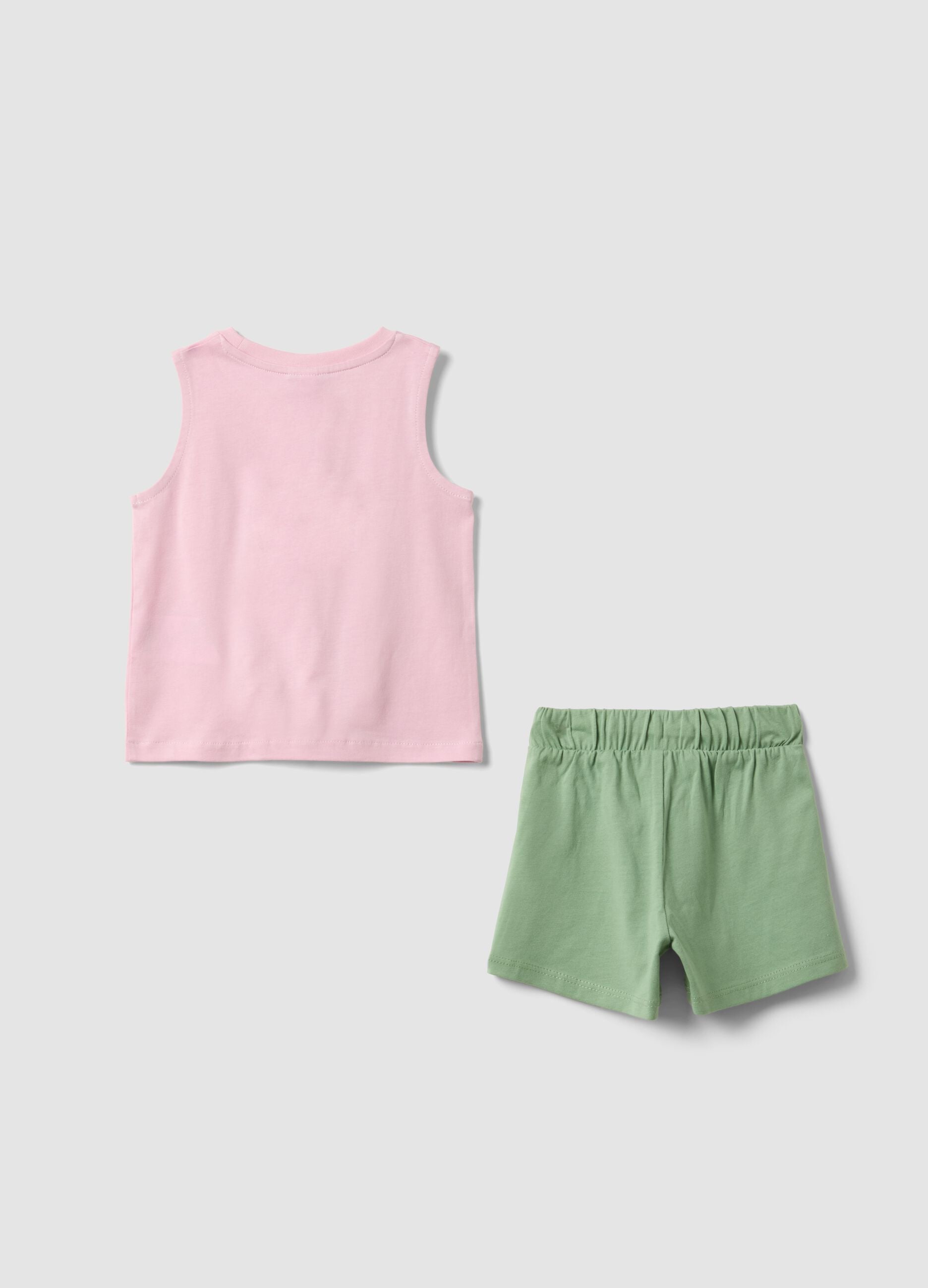 Pink pure cotton set with top and shorts
