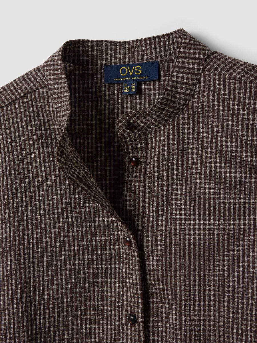 Brown stretch viscose shirt with Mandarin collar_6
