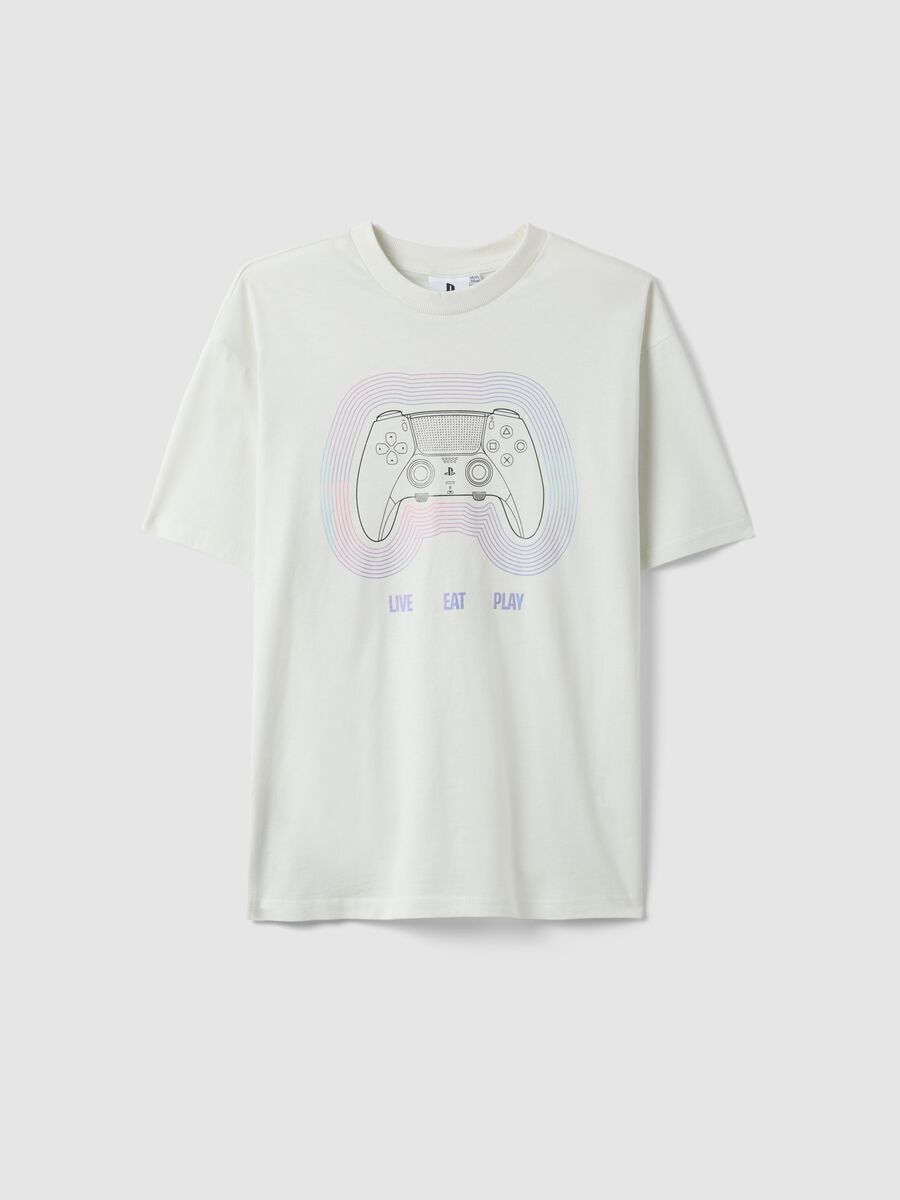 White pure cotton oversized fit boy's T-shirt with print_3