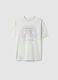 White pure cotton oversized fit boy's T-shirt with print_3