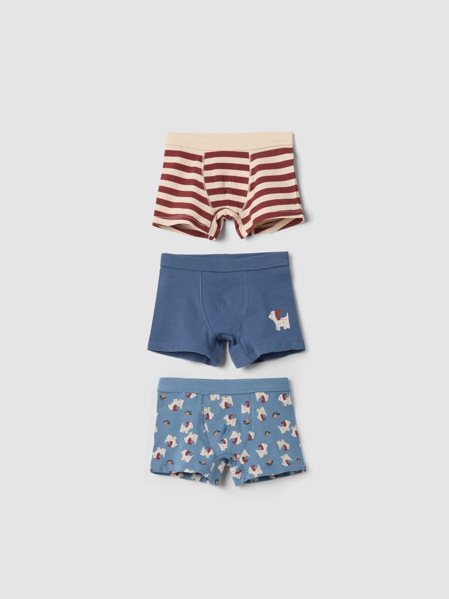 Multicolour organic stretch cotton boxer shorts 3-pack for baby boys_0