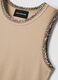 Beige regular fit stretch cotton tank top with embroidered edges_1