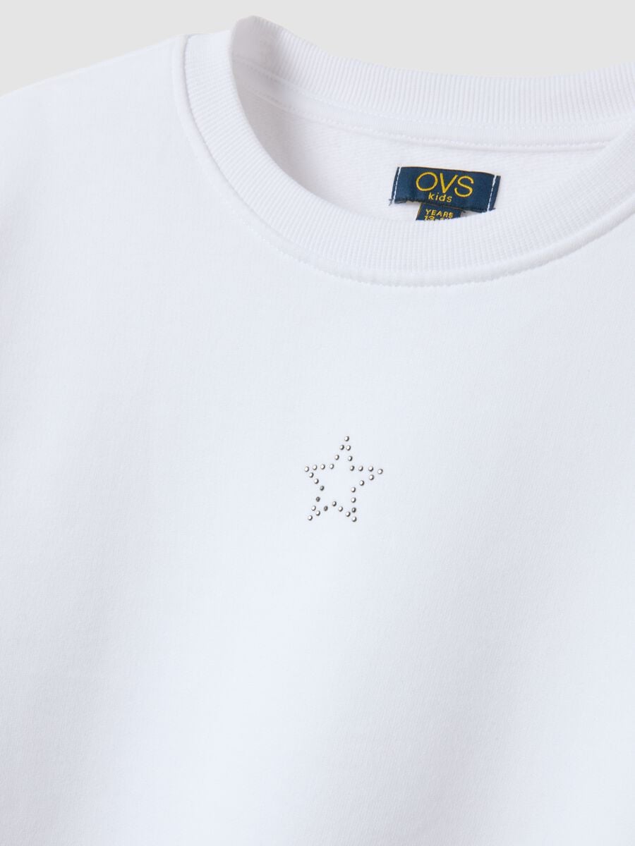 Wei&szlig;es Sweatshirt aus reiner Bio-Baumwolle mit Rippkragen_1