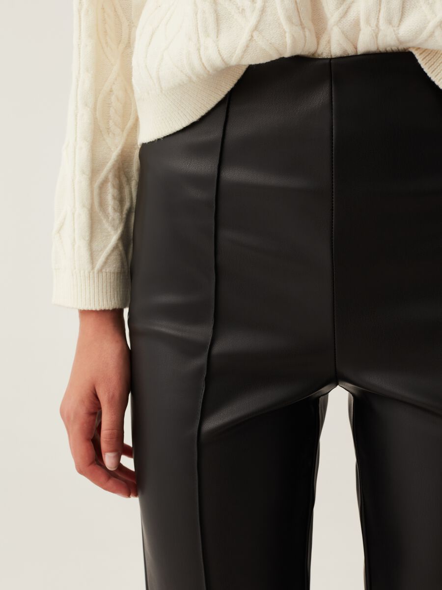 Flare-fit glossy-effect trousers_3