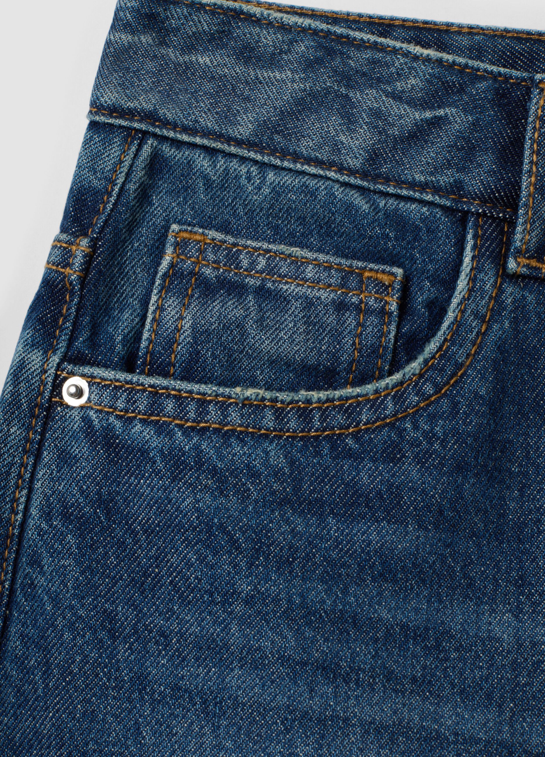 Blue pure cotton baggy denim shorts