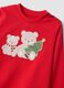 Red crew-neck Christmas pure cotton fleece pyjamas_3