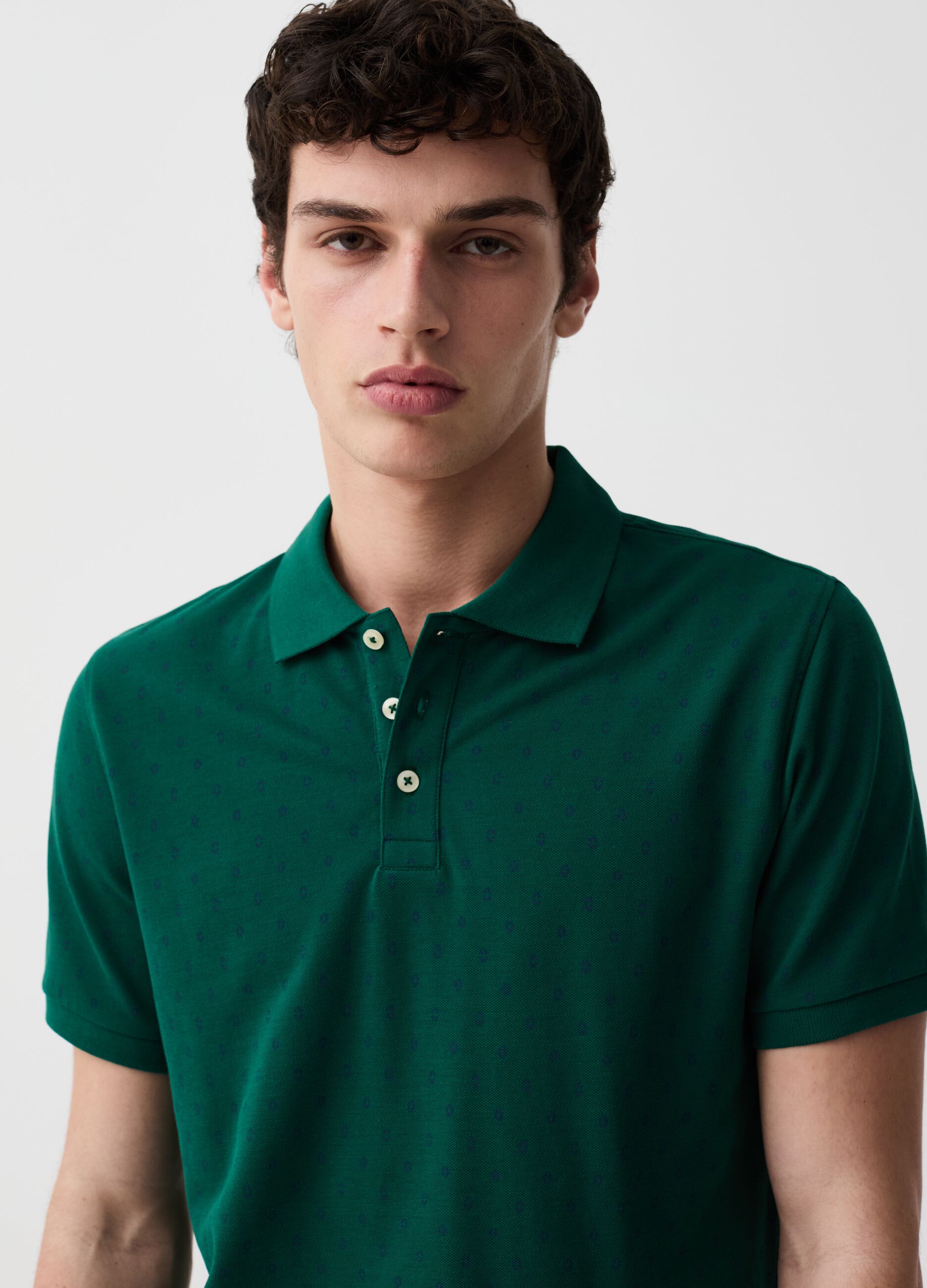 Piquet polo shirt with micro pattern
