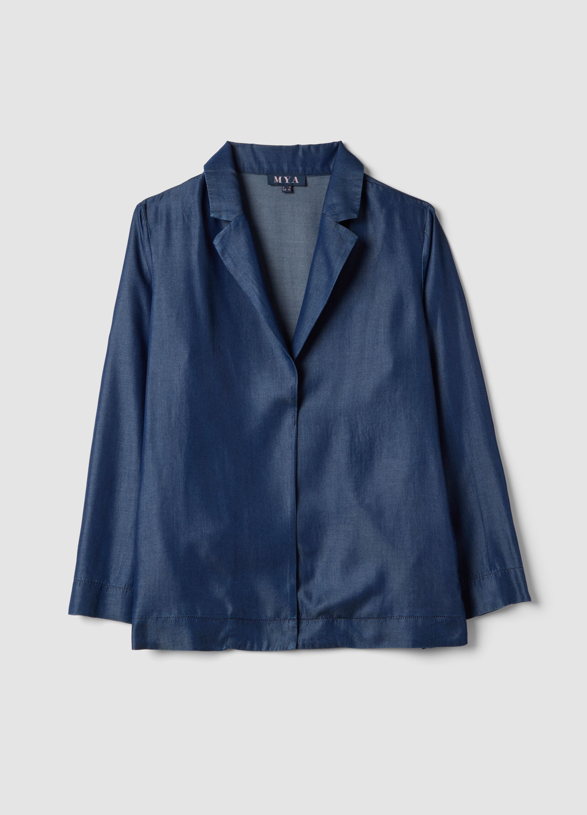 Blazer bleu en lyocell coupe regular