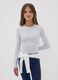 Girls&rsquo; grey organic stretch cotton T-shirt with ribbed neckline_0