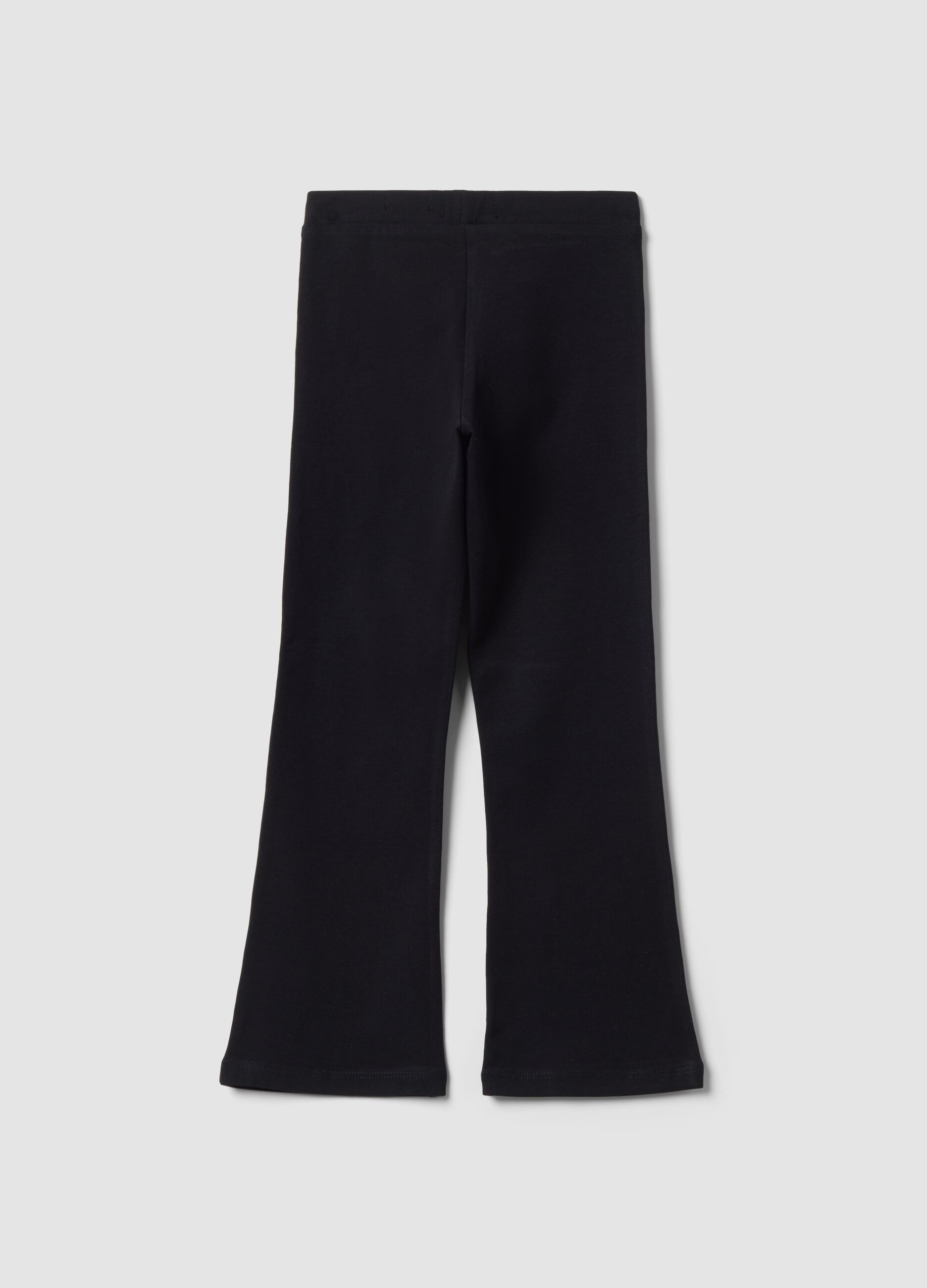 Black stretch cotton flared leggings for girls