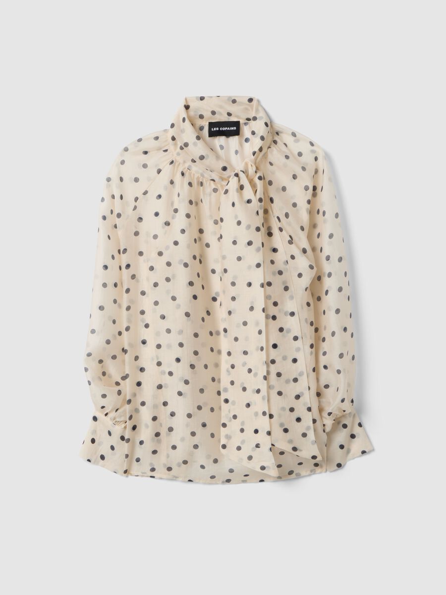 Camicia bianca a pois neri in misto lyocell regular fit_4