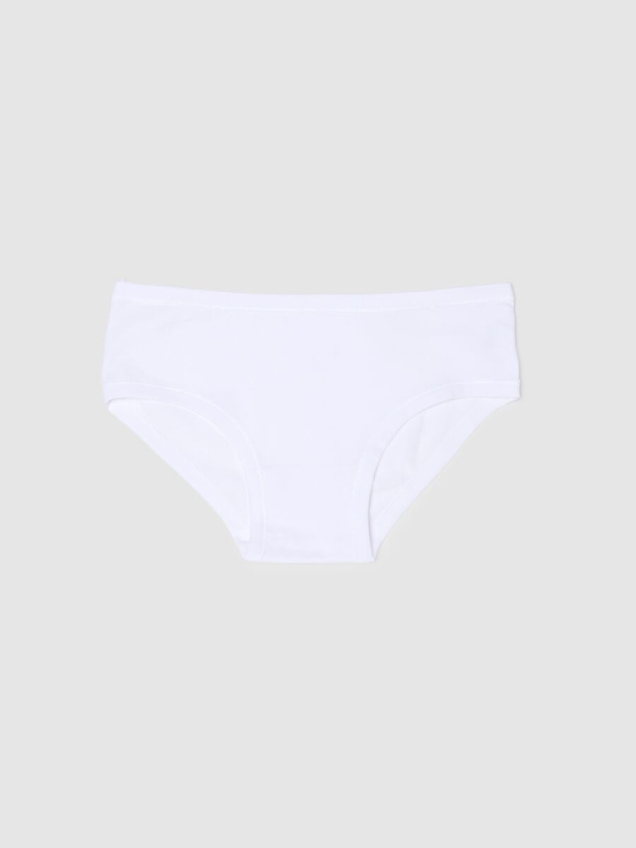 Girls' White Stretch Cotton Briefs_0