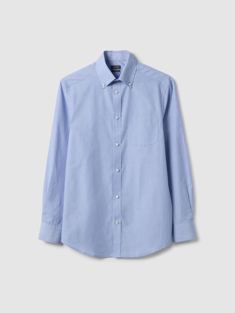 Light blue striped shirt in cotton blend regular fit easy iron_4