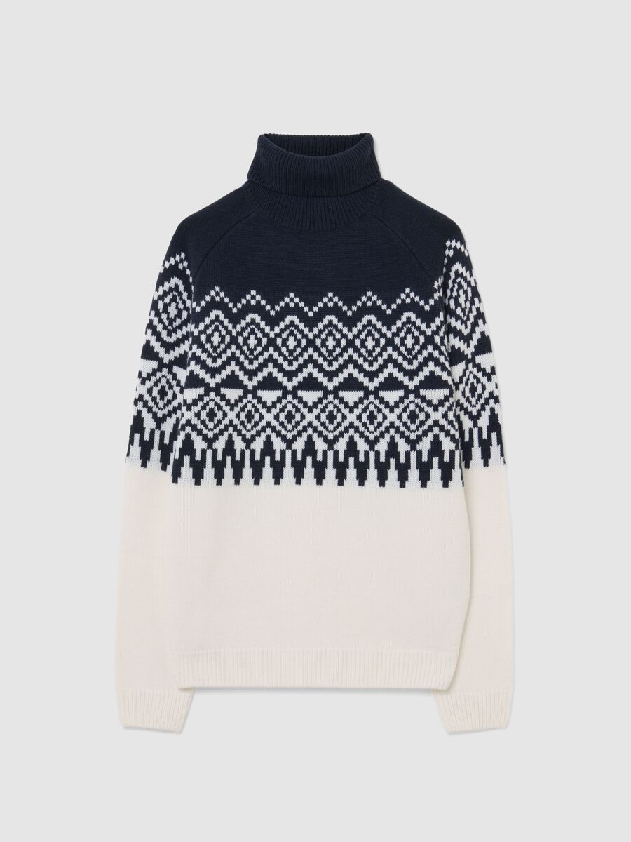 Multicolour turtleneck sweater regular fit with jacquard pattern_4