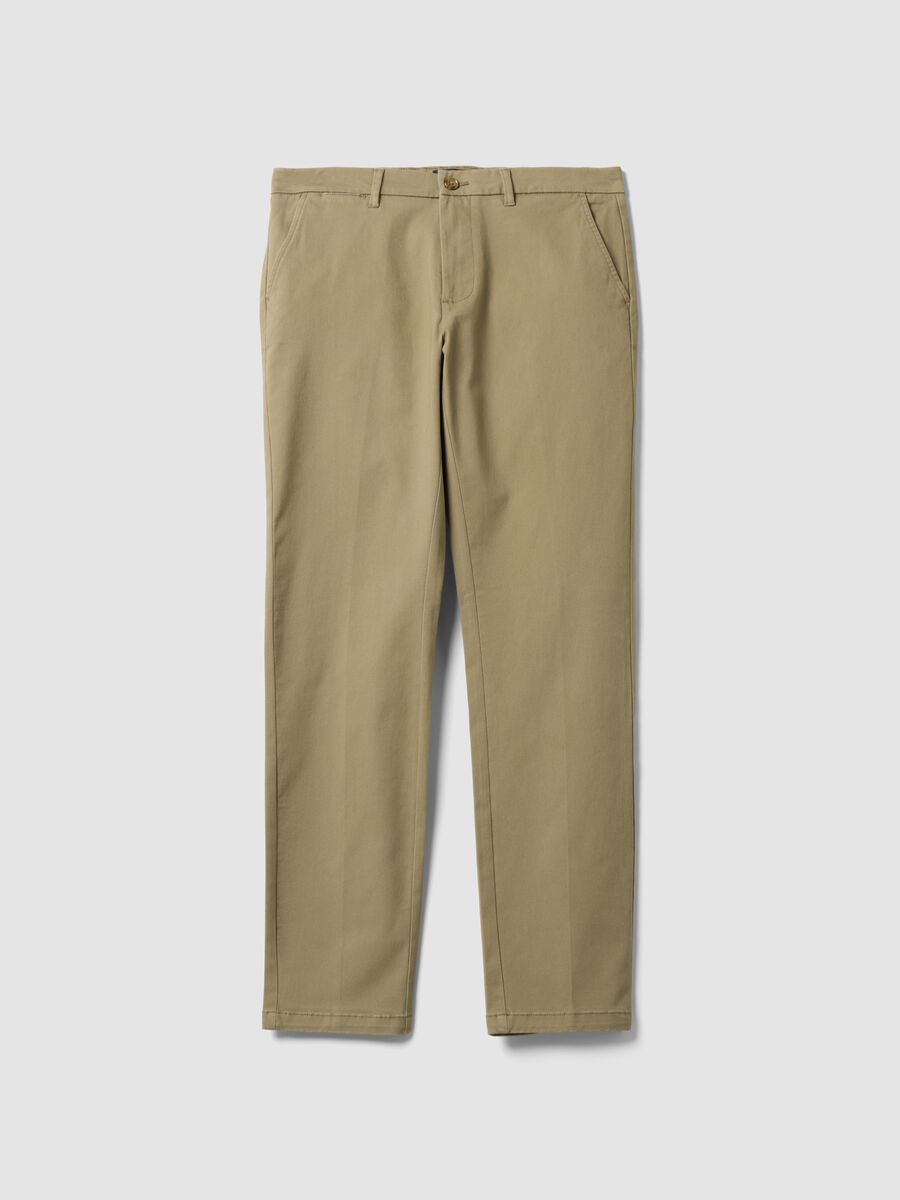 Beige slim-fit stretch cotton twill chino trousers_4