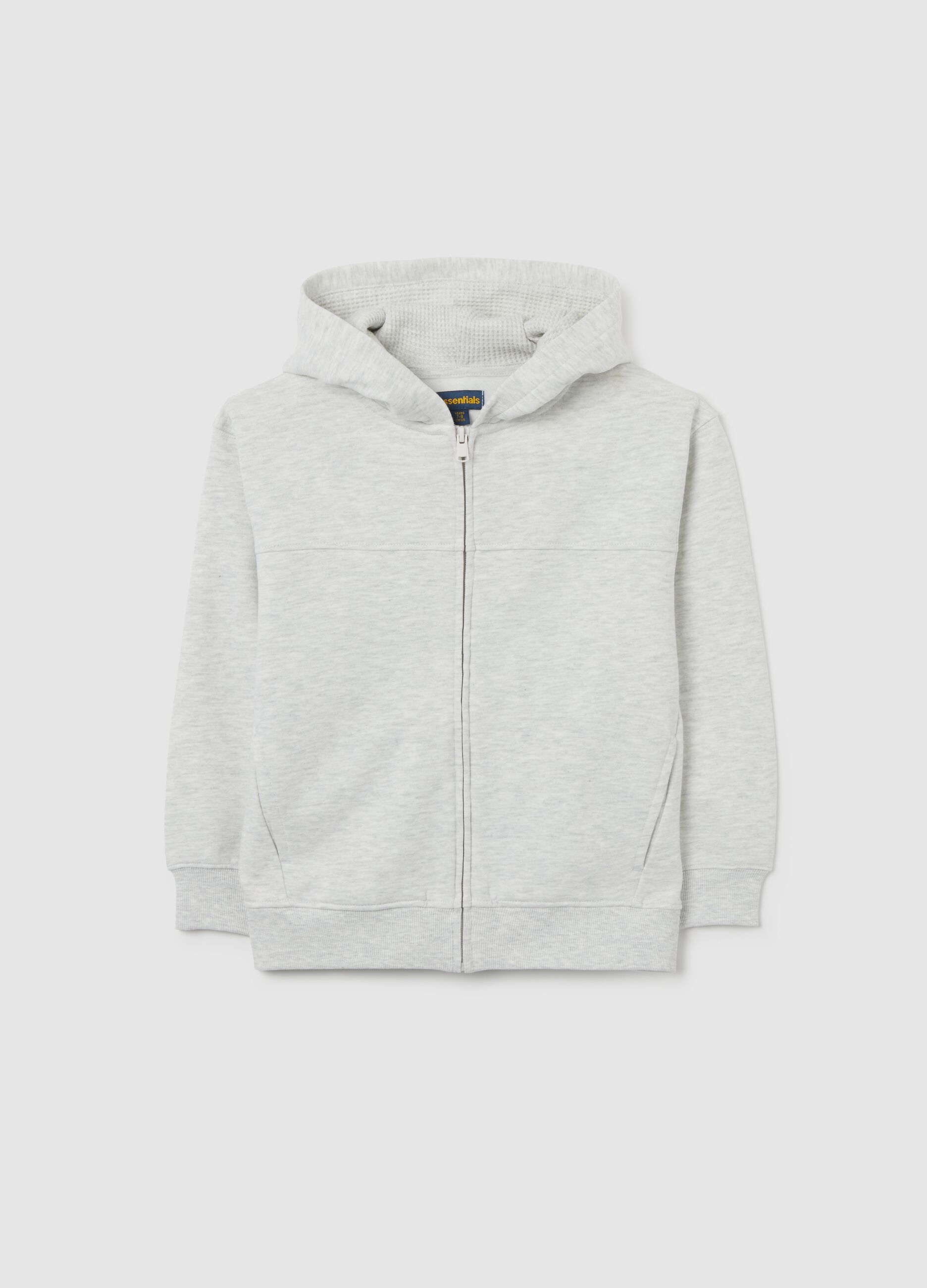 Children's grey hoodie in pure cotton oversized fit with zip