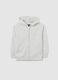 Children's grey hoodie in pure cotton oversized fit with zip_0