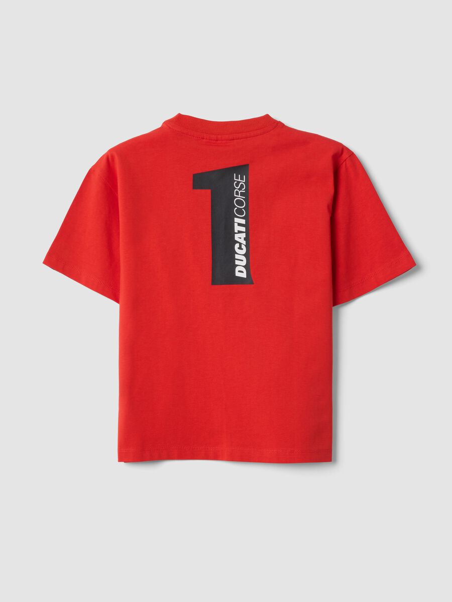 Red short-sleeve stretch cotton T-shirt for boys, regular fit_1
