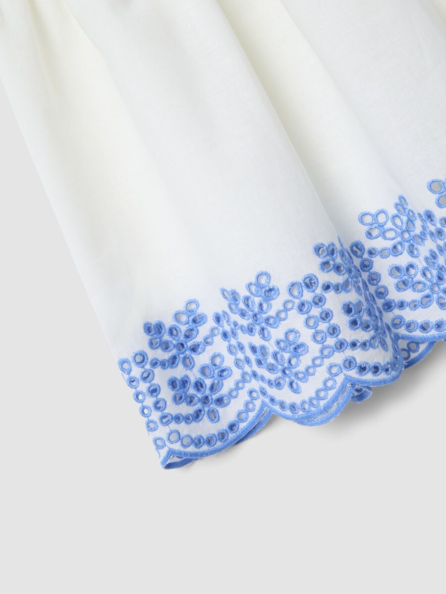White cotton-linen blend skirt with embroidery_5