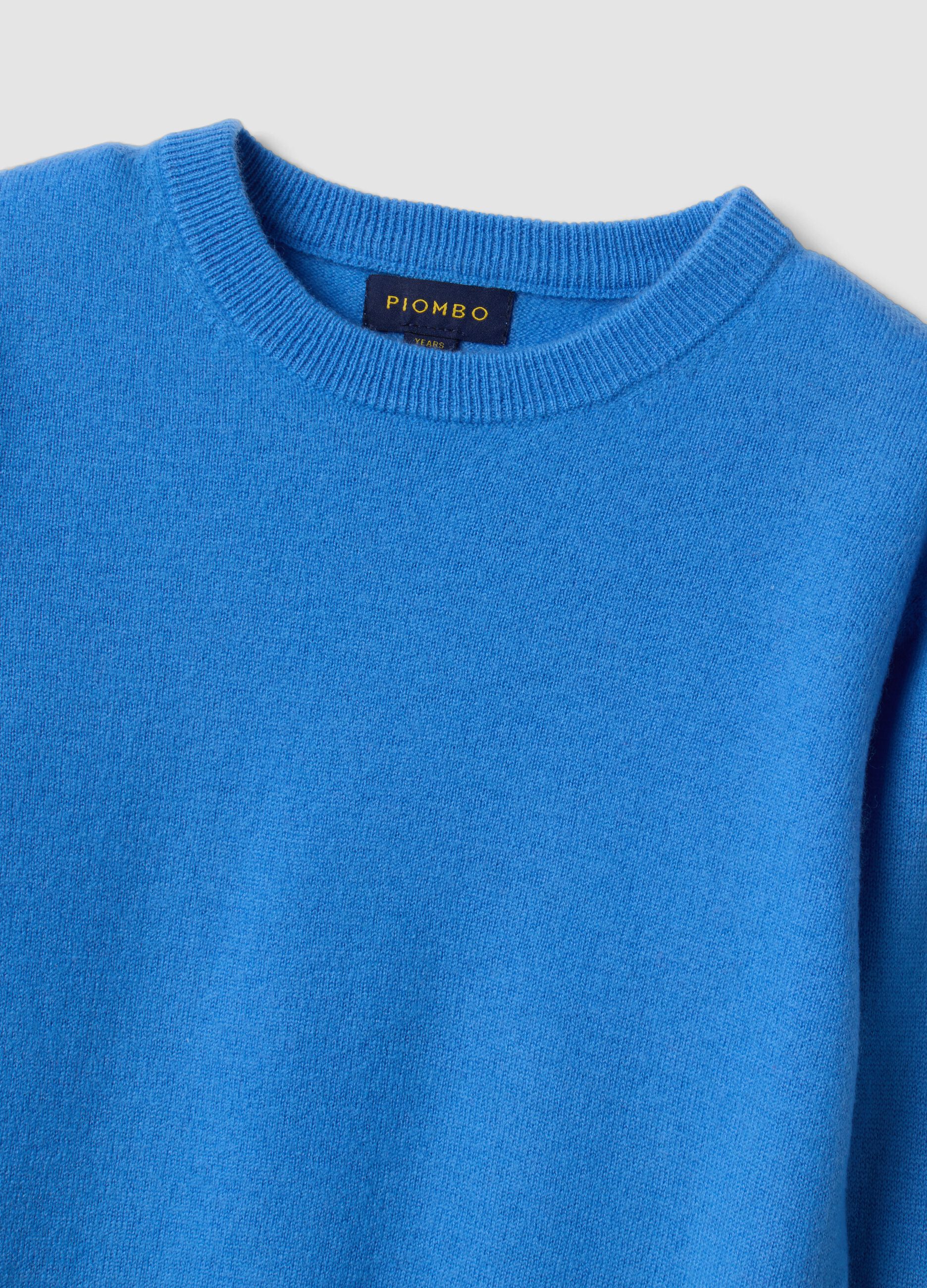 Maglia azzurra in pura lana a maniche lunghe regular fit