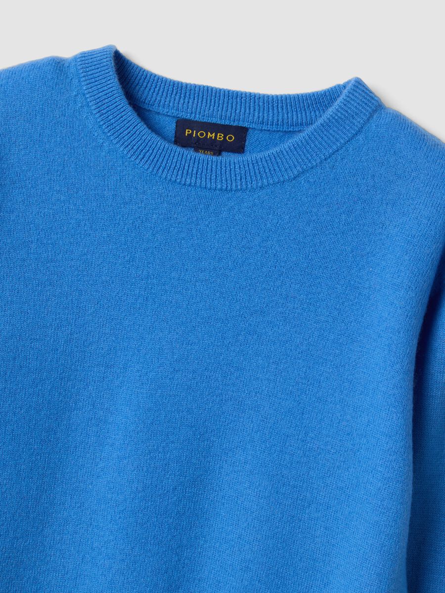Maglia azzurra in pura lana a maniche lunghe regular fit_1
