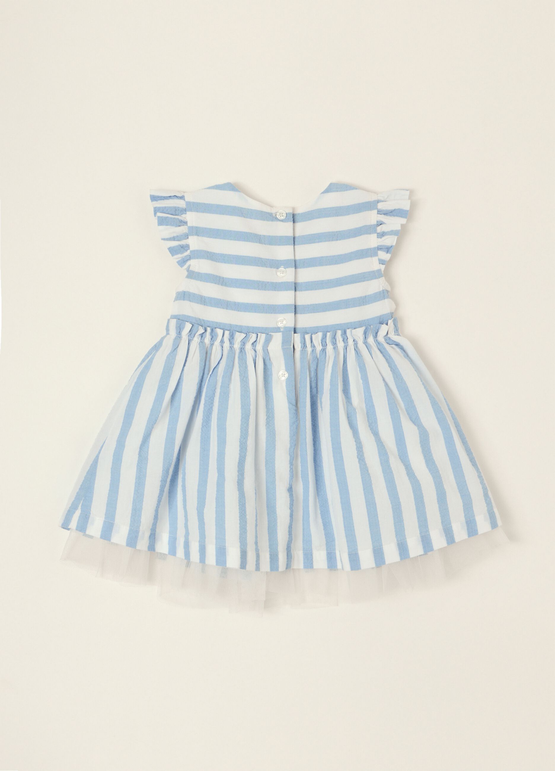 Sky blue striped pure cotton dress