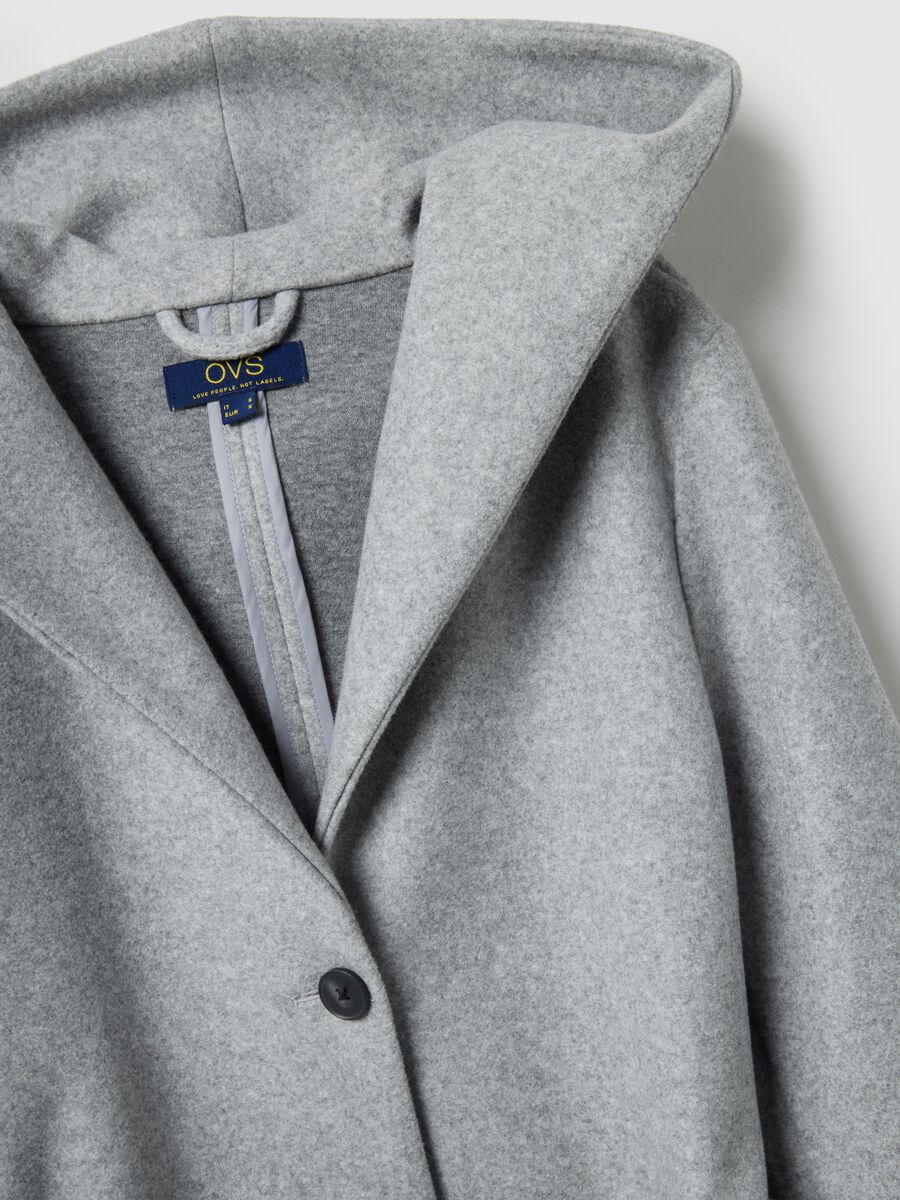 Grey single-breasted regular fit coat with belt_5
