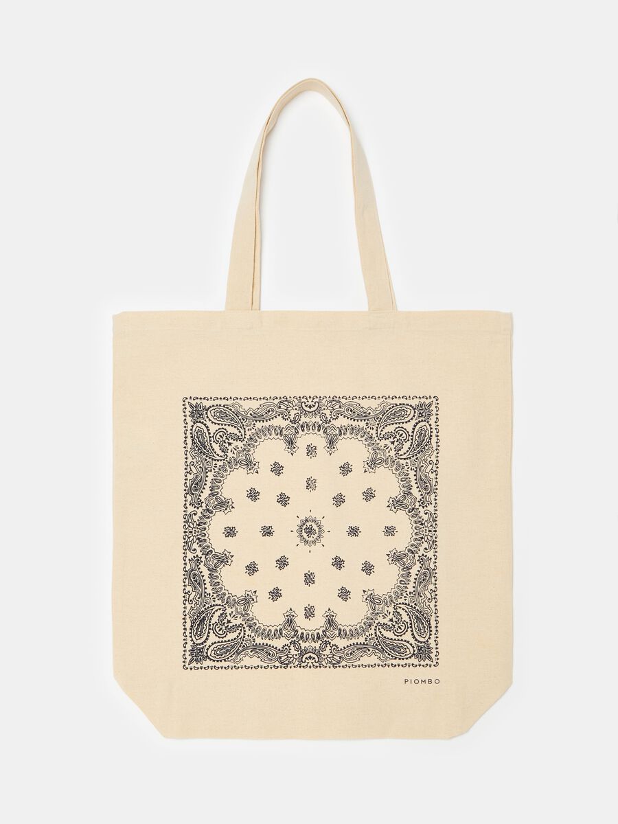 Shopping bag in canvas with paisley print_0
