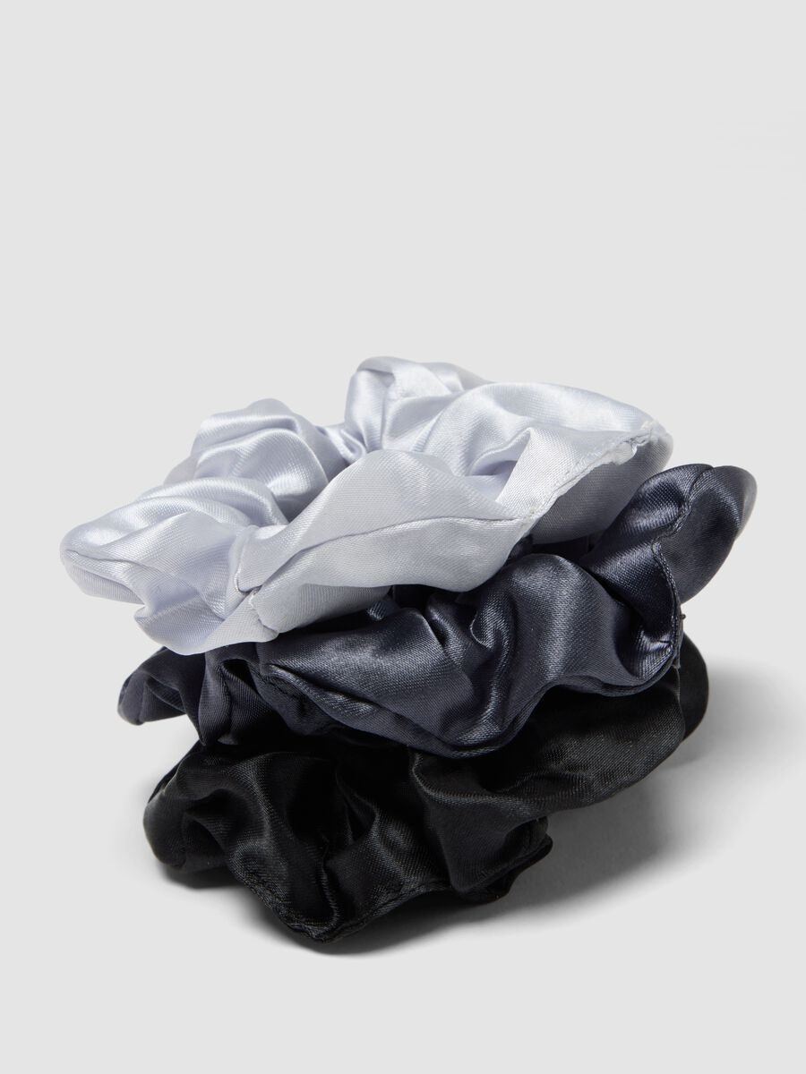 SINCERELY HAIR Chouchous en satin Medium lot de 3 Noir & Gris_2