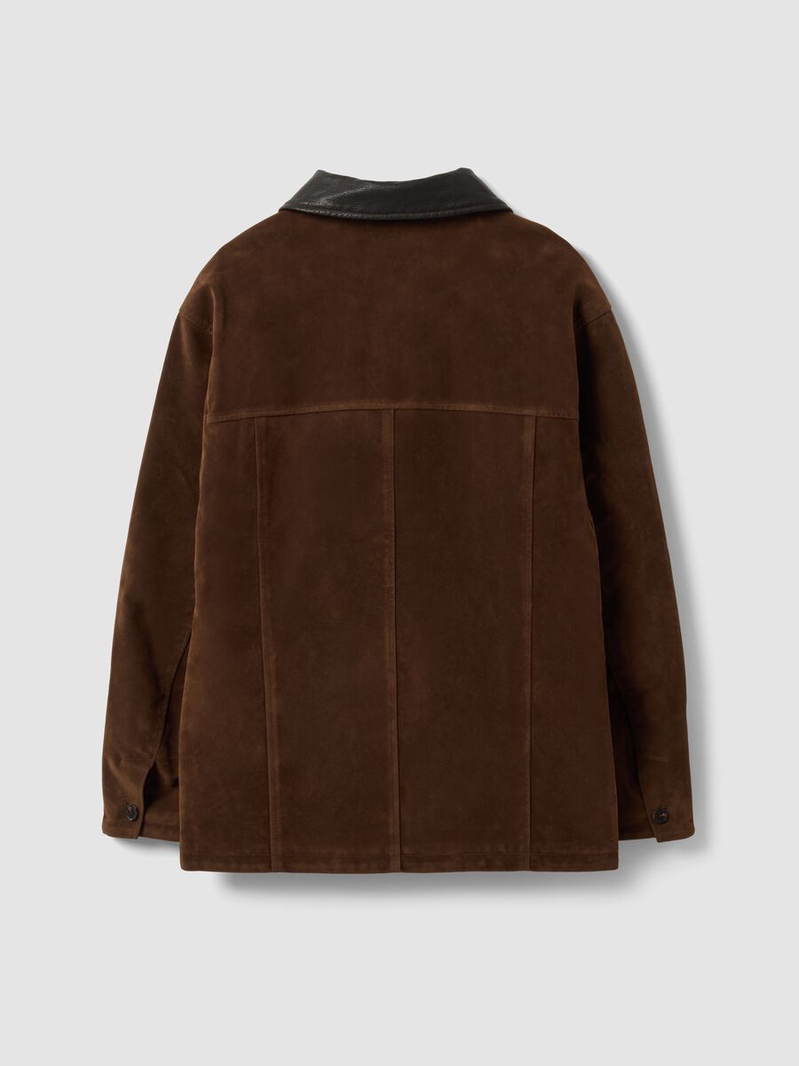 Brown regular-fit shacket with contrast collar_6