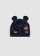 Gorro azul em algod&atilde;o org&acirc;nico com orelhas aplicadas e estampados do Mickey_0