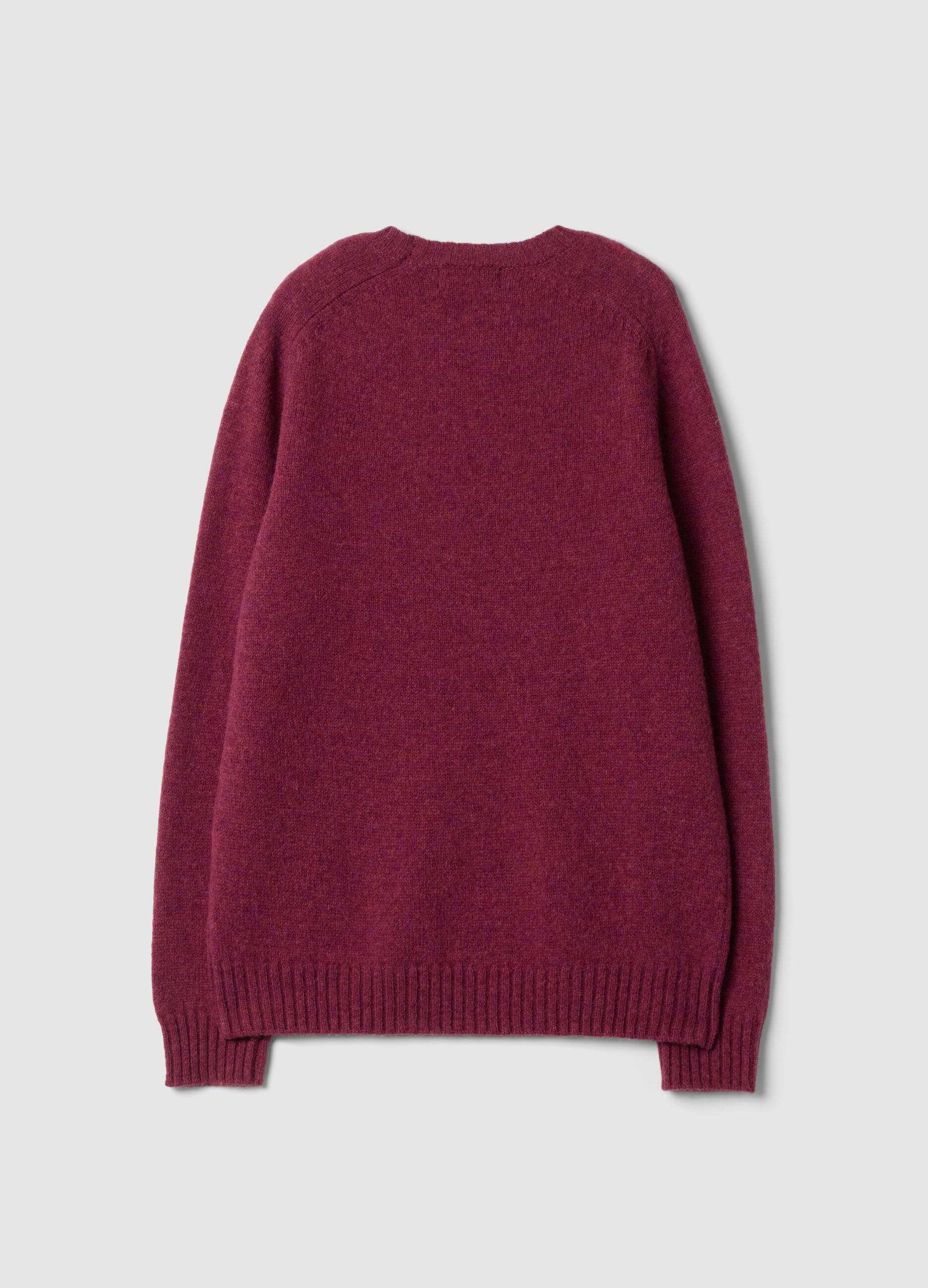 Red crew-neck jumper in pure wool, regular fit