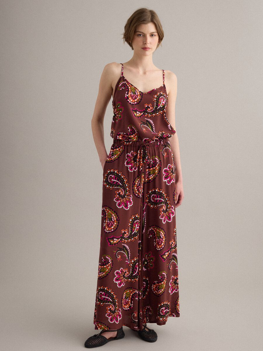 Braunes Tanktop aus reiner Viskose mit Paisley-Print_2
