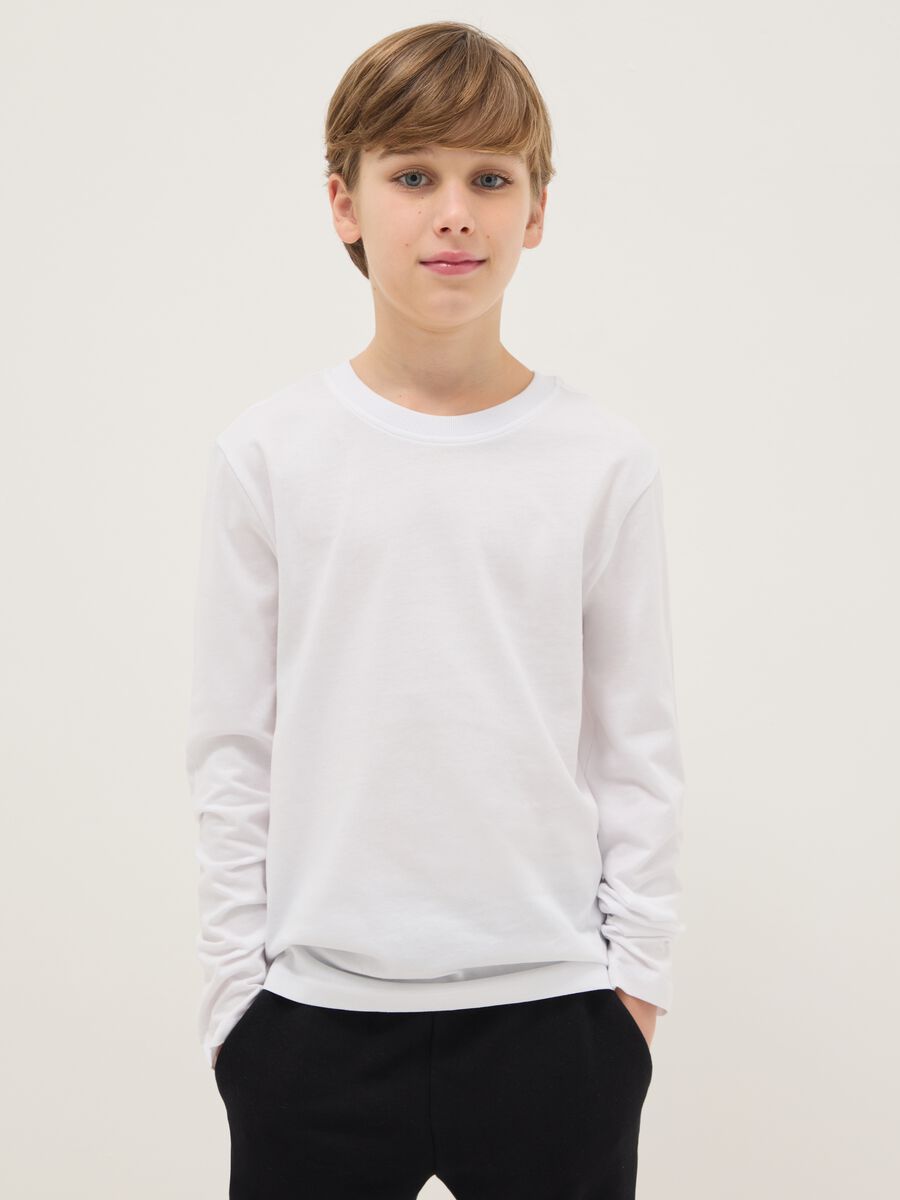 White pure cotton regular fit t-shirt for boys_0