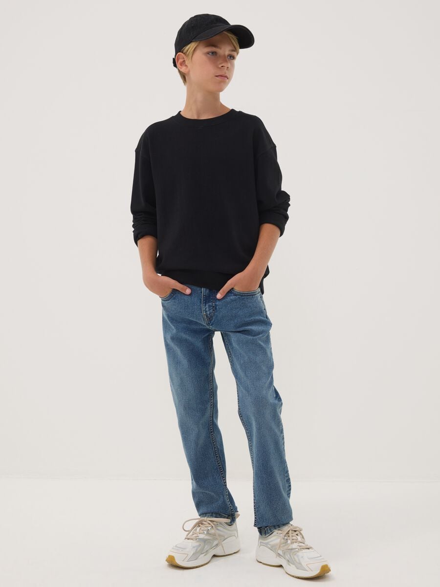 Boys&rsquo; regular-fit blue stretch cotton jeans_0