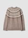 Beige jacquard crew-neck jumper, regular fit_2