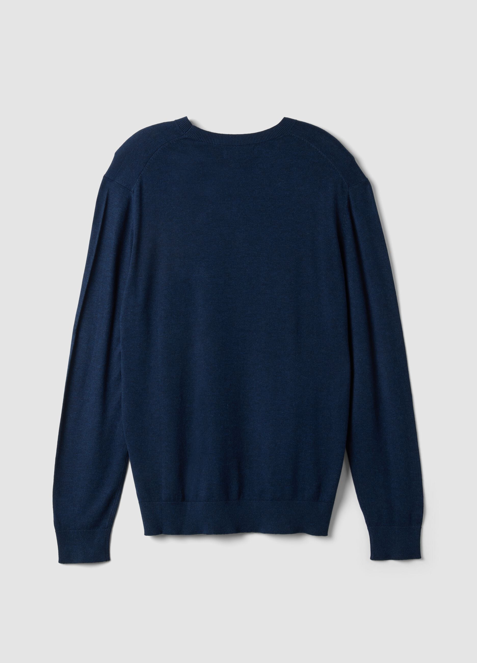 Blauer Rundhalspullover aus Viskosemix, Regular Fit