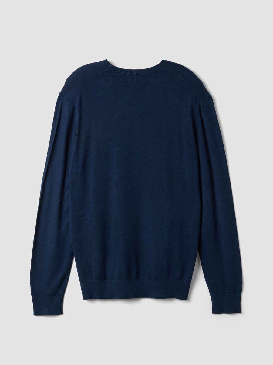 Blue crew-neck jumper in viscose blend, regular fit_6