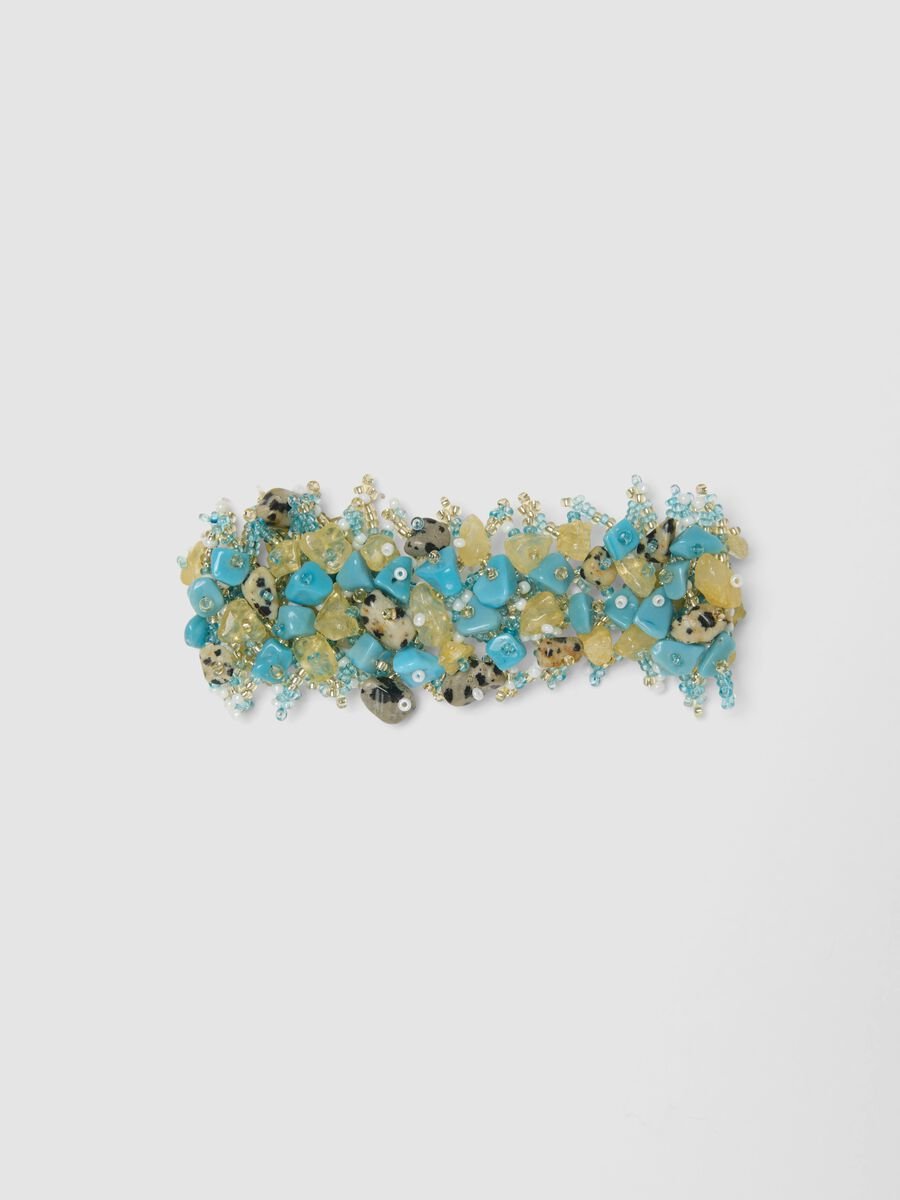 Armband mit bunten Steinen und Perlen_1