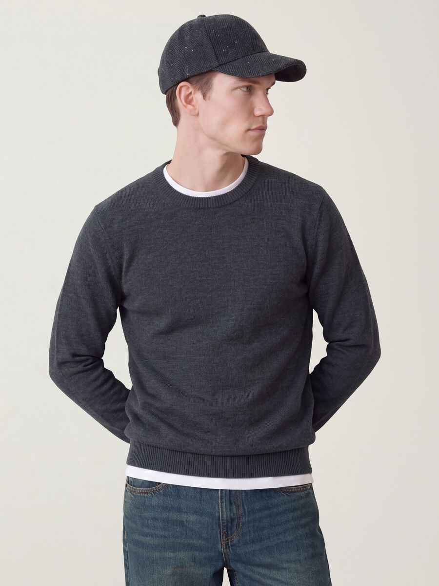 Maglia grigia girocollo in jersey knit regular fit_0